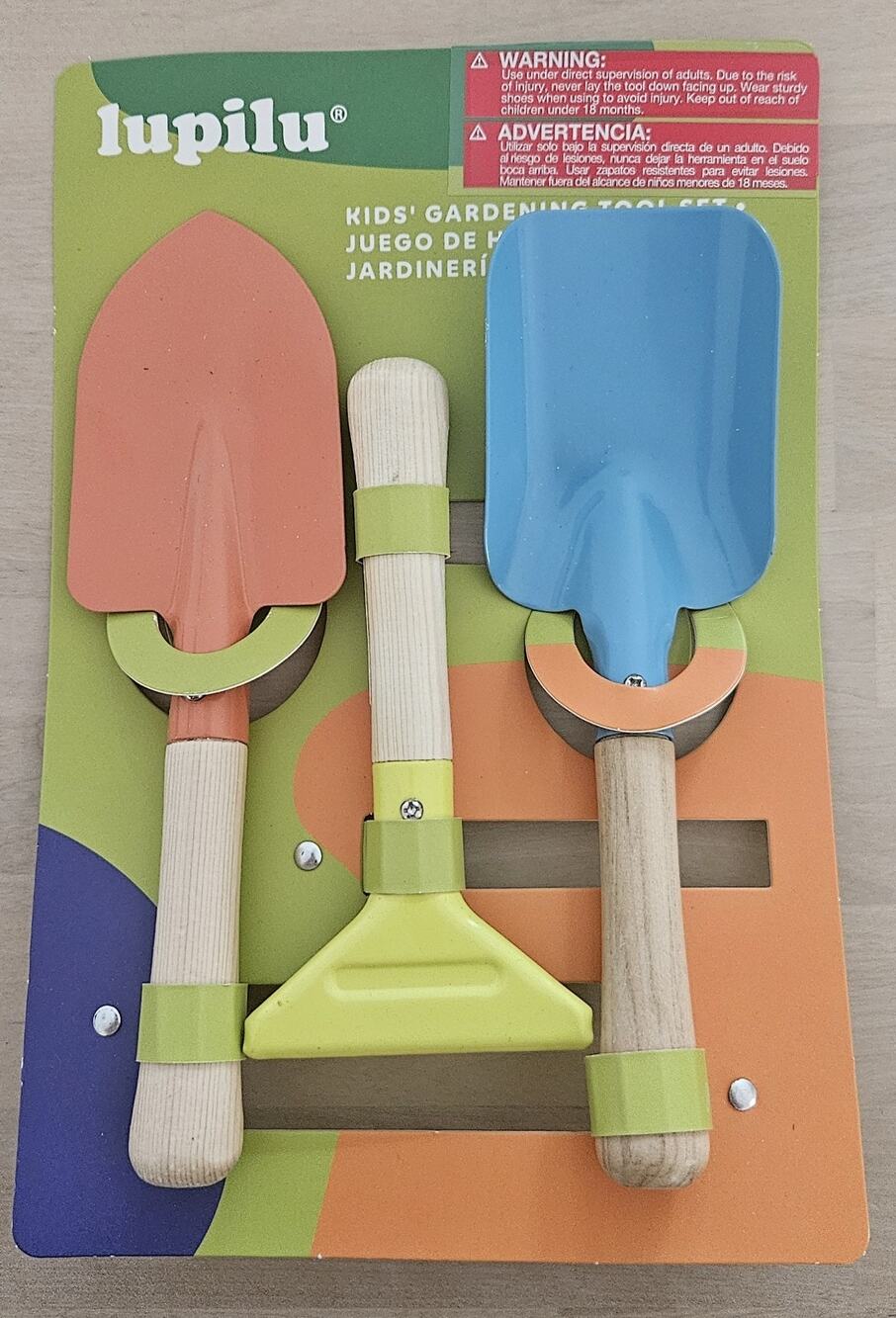Kids Garden Tools - 3 Count (Shovel, Rake & Spade) - Metal w/Wooden Handles